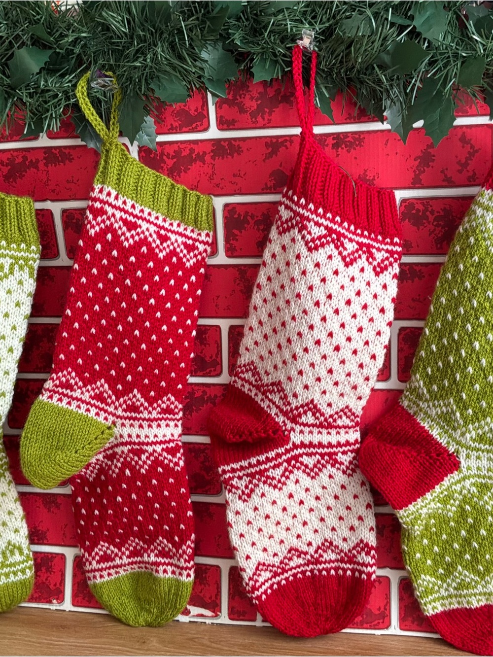 Holiday Knit Stocking Set - Red and Green Christmas Stockings